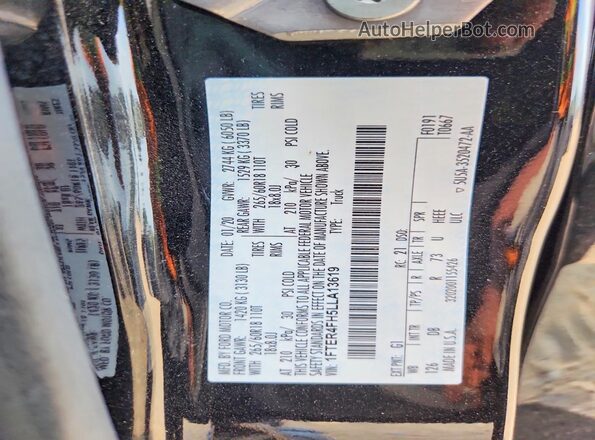 1FTER4FH5LLA13619 2020 FORD RANGER Black Engine compartment view