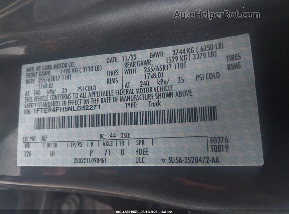 1FTER4FH5NLD52271 2022 FORD RANGER Серый Вид подкапотного пространства