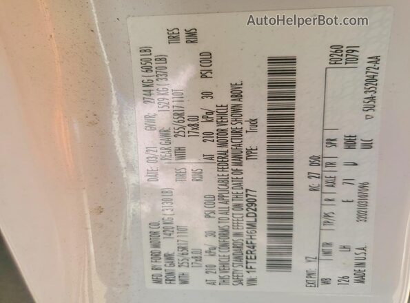 1FTER4FH6MLD29077 2021 FORD RANGER White Engine compartment view