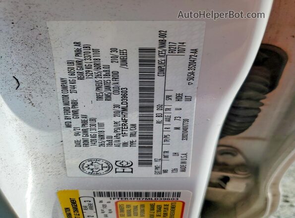 1FTER4FH7MLD39603 2021 FORD RANGER White ძრავის განყოფილების ხედი