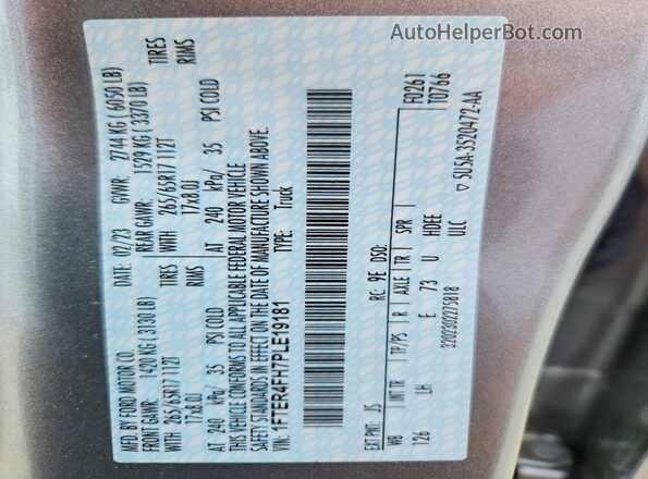 1FTER4FH7PLE19181 2023 FORD RANGER Silver ძრავის განყოფილების ხედი