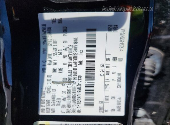 1FTER4FH9MLD12130 2021 FORD RANGER Black VIN კოდის სტიკერის ხედი