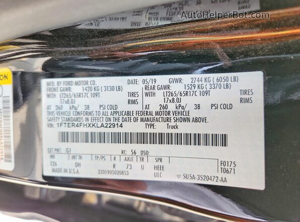 1FTER4FHXKLA22914 2019 FORD RANGER Brown Widok komory silnika