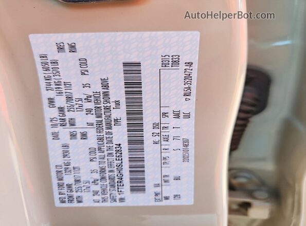 1FTER4GH0SLE62834 2025 FORD RANGER Tan Вид підкапотного простору
