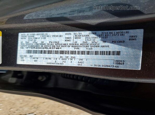 1FTER4GH2RLE37461 2024 FORD RANGER Gray Widok komory silnika