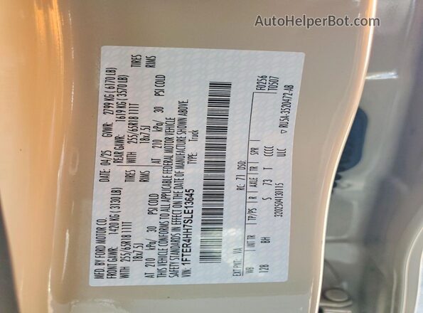 1FTER4HH7SLE13645 2025 FORD RANGER Tan VIN կոդի պիտակի տեսք