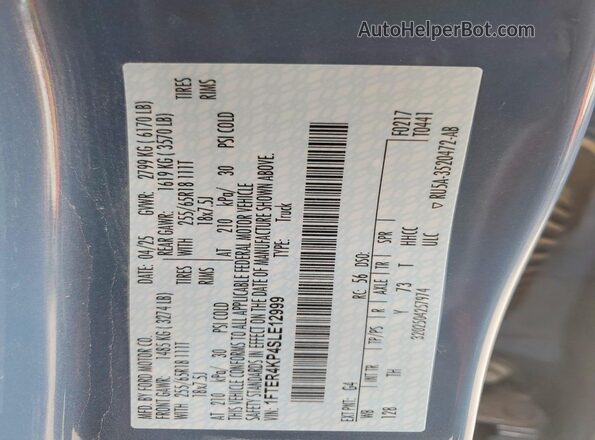1FTER4KP4SLE12999 2025 FORD RANGER Gray Շարժիչի բաժամունքի տեսք