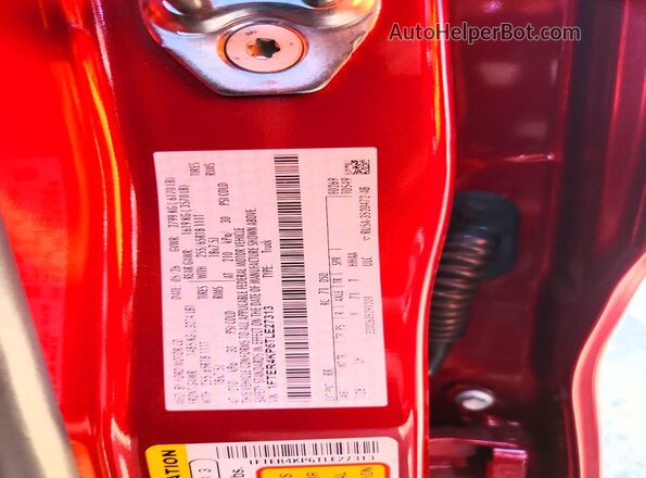 1FTER4KP6TLE27313 2026 FORD RANGER Red VIN կոդի պիտակի տեսք