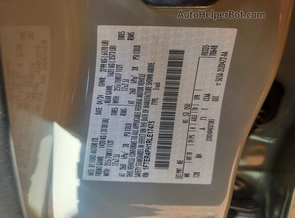 1FTER4PH1RLE17475 2024 FORD RANGER Gray VIN կոդի պիտակի տեսք