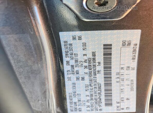 1FTER4PH3RLE69237 2024 FORD RANGER Charcoal VIN კოდის სტიკერის ხედი