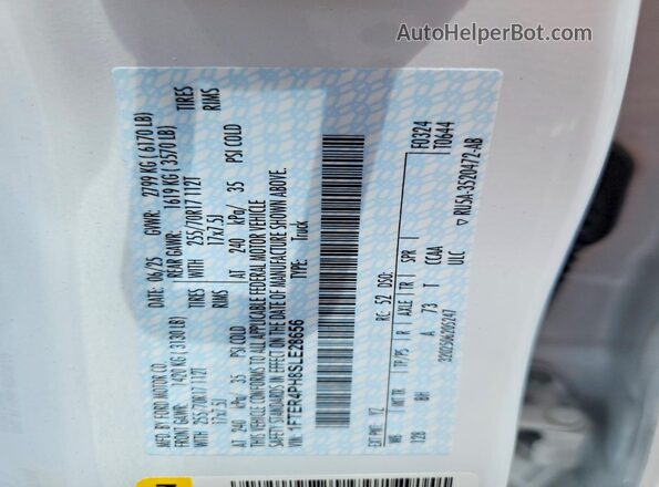 1FTER4PH8SLE28656 2025 FORD RANGER Белый Вид подкапотного пространства