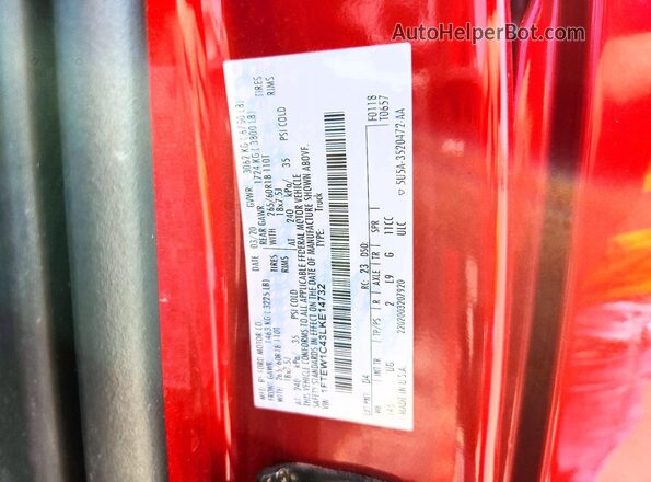 1FTEW1C43LKE14732 2020 FORD F150 Red Շարժիչի բաժամունքի տեսք
