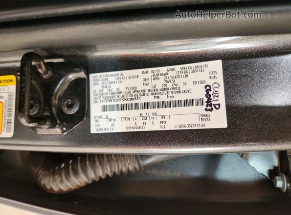 1FTEW1C55KKC98831 2019 FORD F150 Серый 