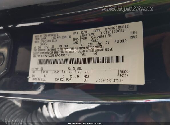 1FTEW1C58JFC09907 2018 FORD F150 Black Engine compartment view