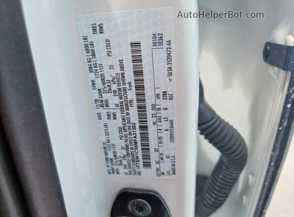 1FTEW1C59MFA31302 2021 FORD F150 White VIN sticker view