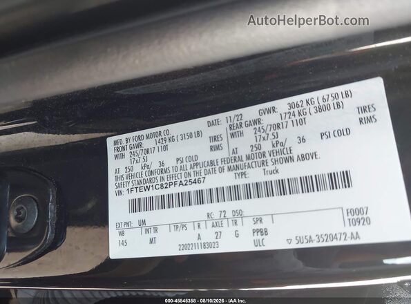 1FTEW1C82PFA25467 2023 FORD F150 Black ძრავის განყოფილების ხედი