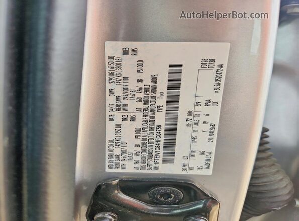 1FTEW1C84HFC04756 2017 FORD F150 Серебряный Вид наклейки с VIN-кодом