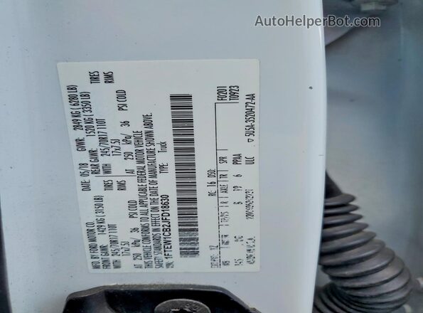 1FTEW1CB2JFD18630 2018 FORD F150 White Vista del compartimento del motor