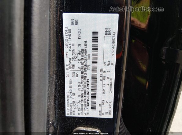1FTEW1CB3MFA39319 2021 FORD F150 Black Vista del compartimento del motor