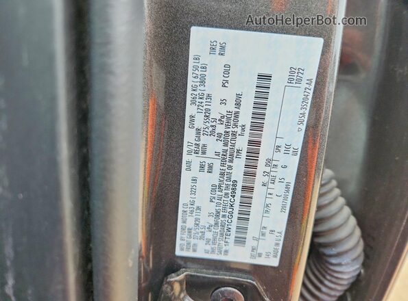 1FTEW1CG0JKC49889 2018 FORD F150 Gray ძრავის განყოფილების ხედი