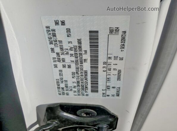 1FTEW1CG1JKF99385 2018 FORD F150 Белый Вид наклейки с VIN-кодом