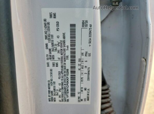 1FTEW1CP0KKF15266 2019 FORD F150 White Вид підкапотного простору