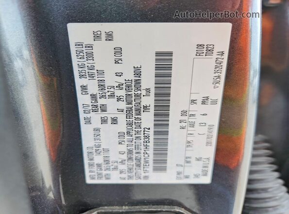 1FTEW1CP1HFB38772 2017 FORD F150 Charcoal Շարժիչի բաժամունքի տեսք