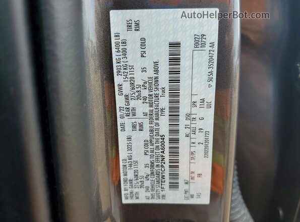 1FTEW1CP2NFA60045 2022 FORD F150 Gray Вид підкапотного простору