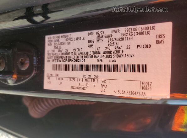 1FTEW1CP4PKD62401 2023 FORD F150 Black Engine compartment view