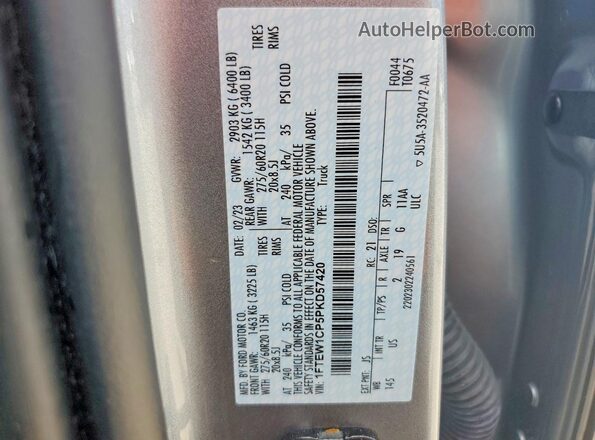 1FTEW1CP5PKD57420 2023 FORD F150 Silver Vista del compartimento del motor