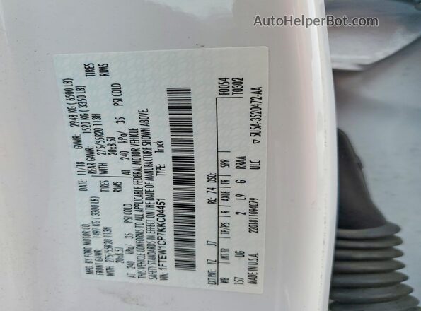 1FTEW1CP7KKC04451 2019 FORD F150 White Շարժիչի բաժամունքի տեսք