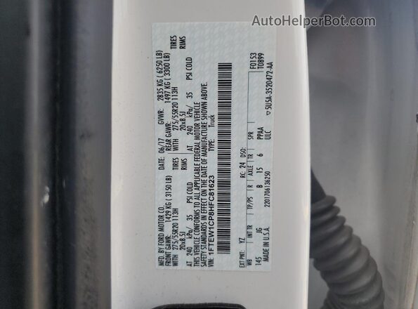 1FTEW1CP8HFC81623 2017 FORD F150 White Vista del compartimento del motor