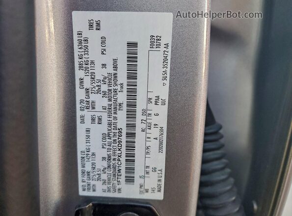 1FTEW1CPXLKD97695 2020 FORD F150 Серебряный Вид подкапотного пространства
