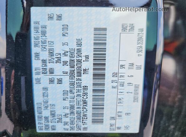 1FTEW1CPXMFC58189 2021 FORD F150 Black ძრავის განყოფილების ხედი