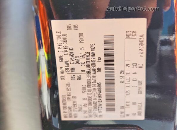 1FTEW1E45KFA86895 2019 FORD F150 Black Вид підкапотного простору