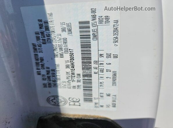 1FTEW1E46KFB05017 2019 FORD F150 White Вид підкапотного простору