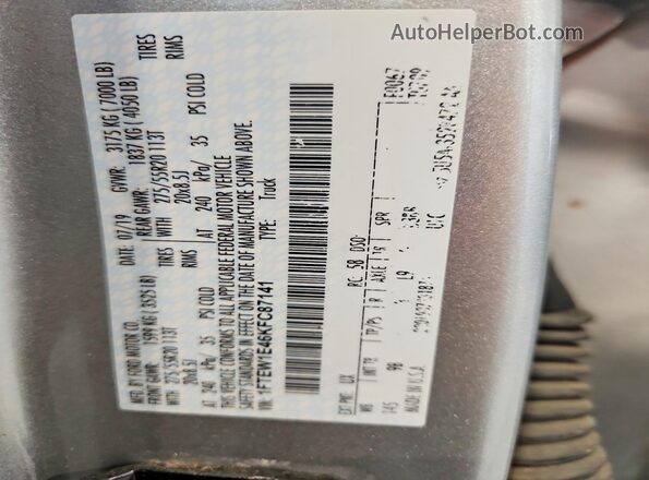 1FTEW1E46KFC87141 2019 FORD F150 Silver Вид підкапотного простору