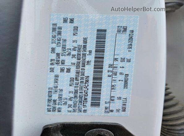 1FTEW1E47LFC79616 2020 FORD F150 White Вид підкапотного простору