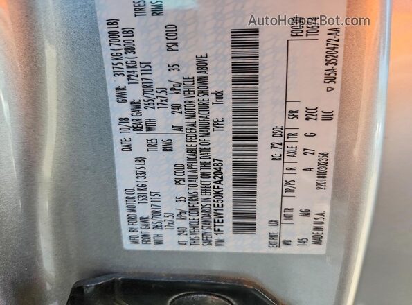 1FTEW1E50KFA20487 2019 FORD F150 Silver Widok komory silnika