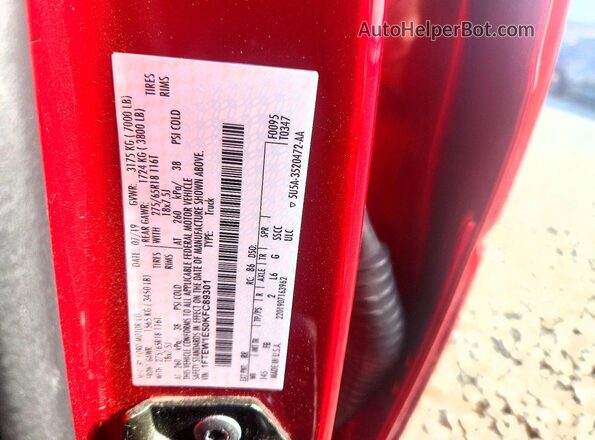 1FTEW1E50KFC89301 2019 FORD F150 Red ძრავის განყოფილების ხედი