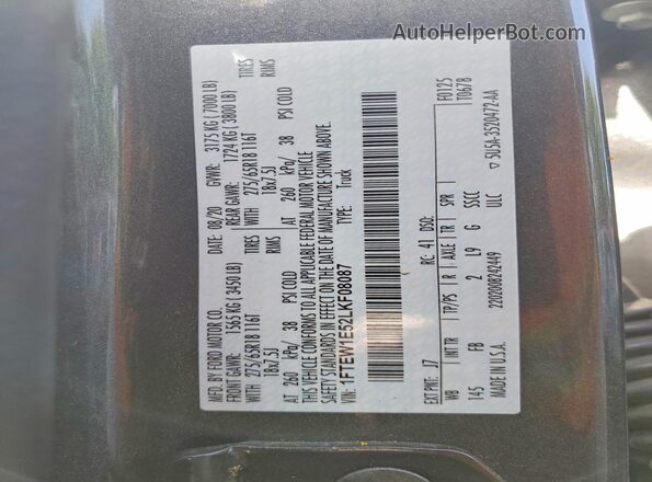 1FTEW1E52LKF08087 2020 FORD F150 Gray ძრავის განყოფილების ხედი