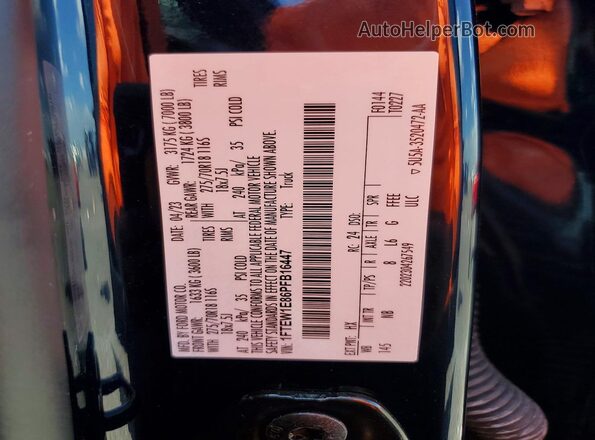 1FTEW1E86PFB16447 2023 FORD F150 Blue VIN sticker view