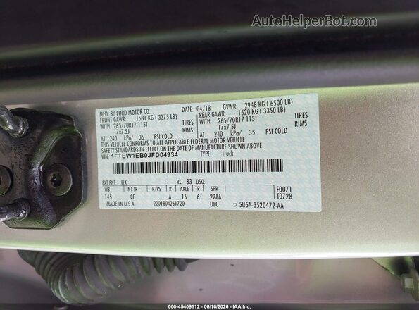 1FTEW1EB0JFD04934 2018 FORD F150 Silver ძრავის განყოფილების ხედი