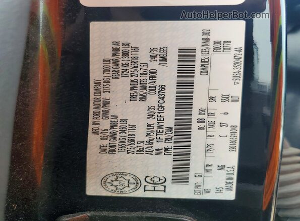 1FTEW1EF1GFC43766 2016 FORD F150 Black Vista del compartimento del motor