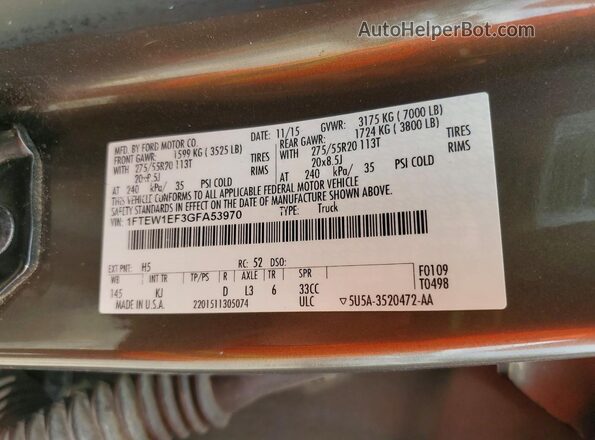 1FTEW1EF3GFA53970 2016 FORD F150 Золотой Вид подкапотного пространства
