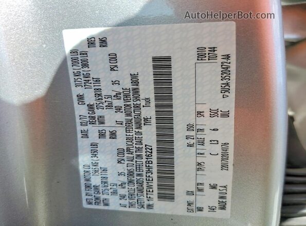 1FTEW1EF3HFB16227 2017 FORD F150 Silver Widok komory silnika