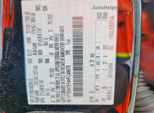 1FTEW1EF4HFC49675 2017 FORD F150 Black Вид підкапотного простору
