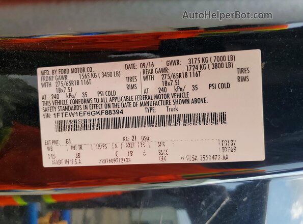 1FTEW1EF6GKF88394 2016 FORD F150 Black Vista del compartimento del motor