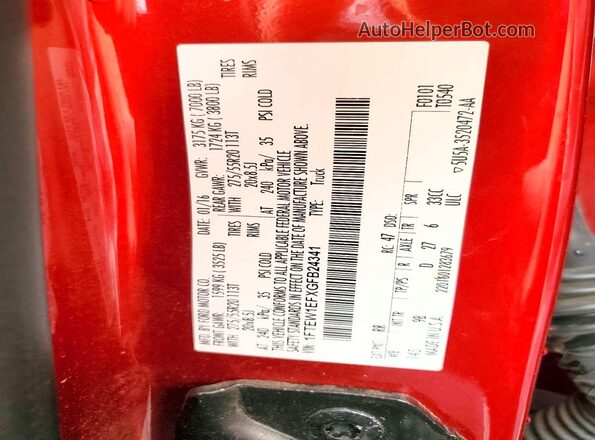 1FTEW1EFXGFB24341 2016 FORD F150 Red Շարժիչի բաժամունքի տեսք