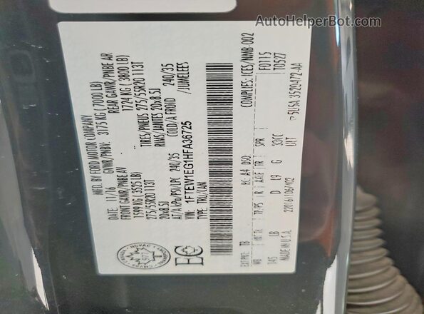 1FTEW1EG1HFA36725 2017 FORD F150 Gray Engine compartment view